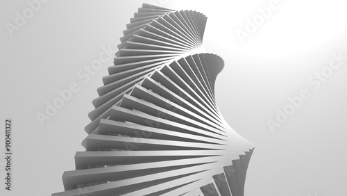 3D grayscale rendering of abstract structure. A simple, minimal, and modern or contemporary background or wallpaper. 3D rendering