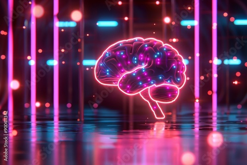 Wallpaper Mural Glowing brain with digital connections shades of red and pink detailed and imaginative conceptual and artistic design digital illustration Torontodigital.ca