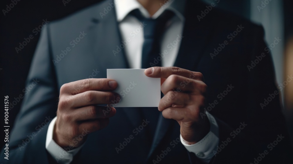 Businessman Holding Blank Card Businessman Holding Blank Card