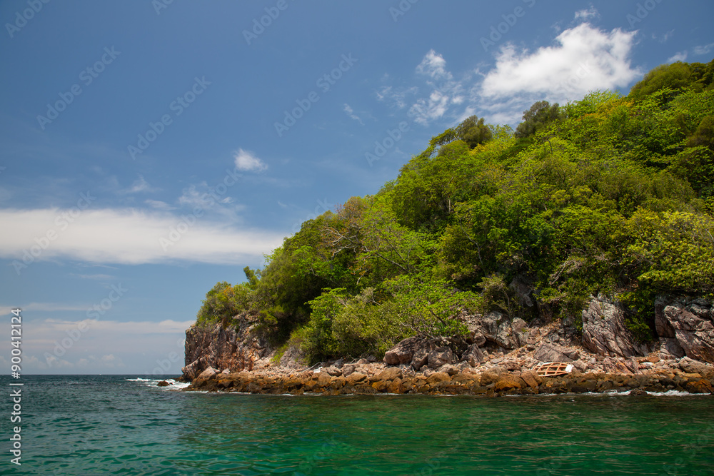 Paisaje exótico y hermosa vista durante un crucero en barco por el Océano Índico en Tailandia, papel tapiz, fondo Paisaje exótico y hermosa vista durante un crucero en barco por el Océano Índico en Tailandia, papel tapiz, fondo