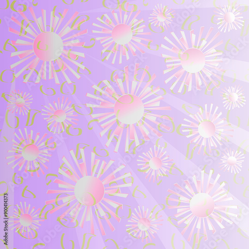 Stylized image of the rays of the sun on a lilac background.