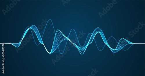 Waves of the equalizer on blue backgroun
