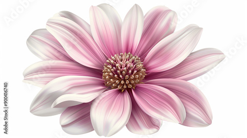 pink dahlia isolated on white, a beautiful pink and white flower, floral background