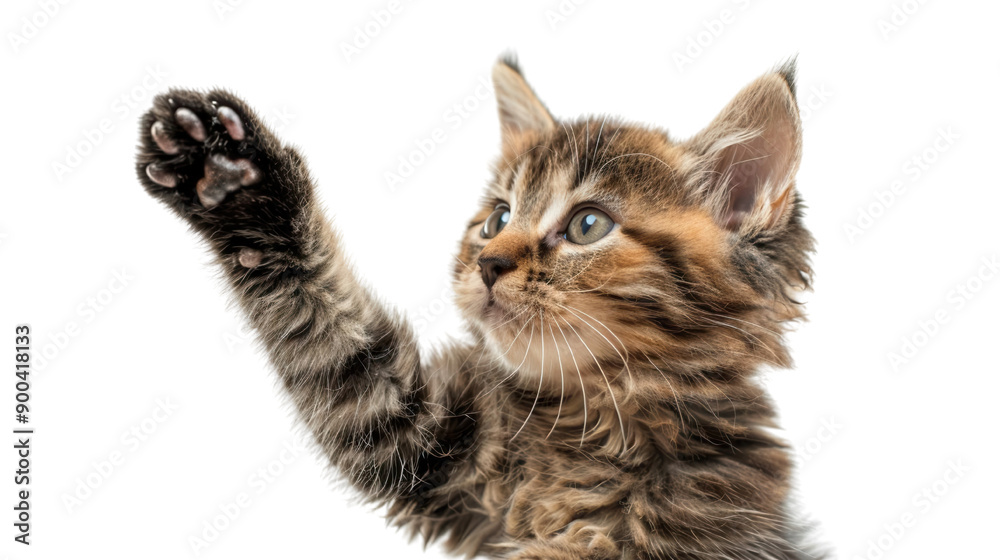 The detailed view of a cat giving a high five, paw extended, PNG, playful and expressive, cute and detailed fur The detailed view of a cat giving a high five, paw extended, PNG, playful and expressive, cute and detailed fur