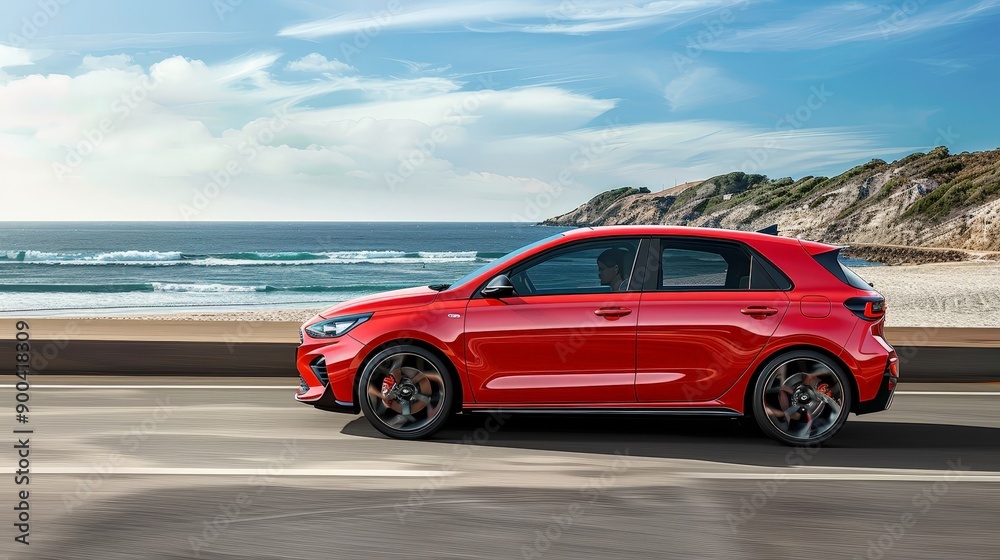 A sporty hatchback from the side, featuring its compact design and dynamic styling. Perfect for urban driving and weekend adventures. A sporty hatchback from the side, featuring its compact design and dynamic styling. Perfect for urban driving and weekend adventures.
