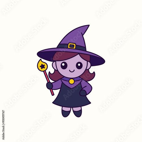 Magic Witches Halloween Vector Illustration.