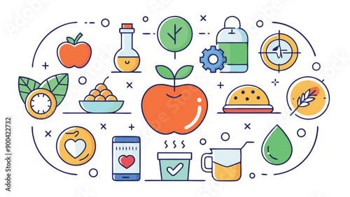 set icons of fruits and vegetables