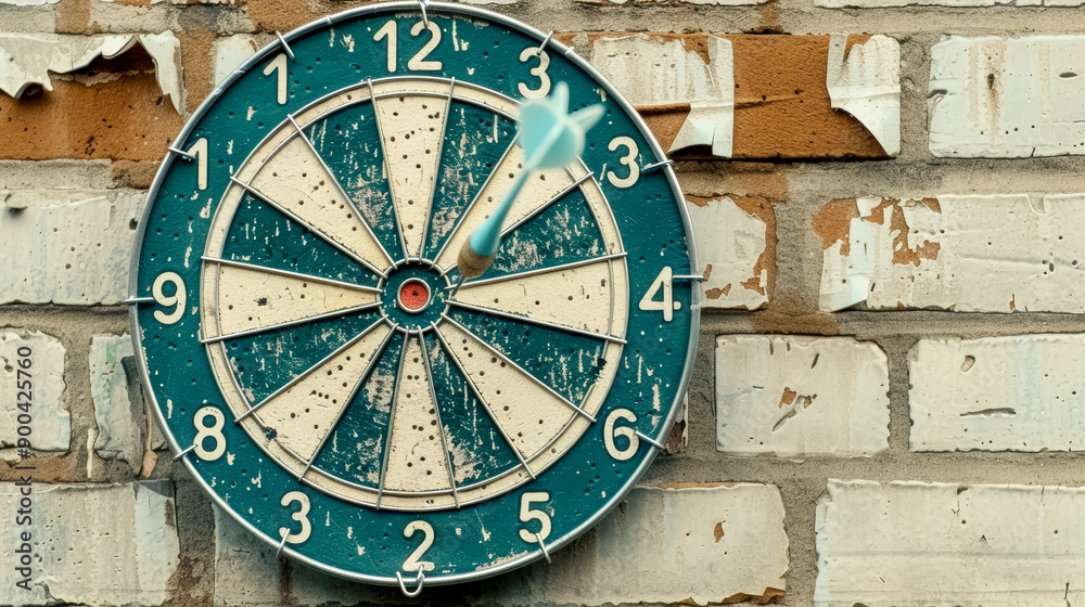 Fototapeta premium Precision and Passion A close-up of a dart hitting the bullseye on a dartboard, symbolizing the focus and accuracy needed to achieve your goals and hit your target with confidence wallpaper, backgroun
