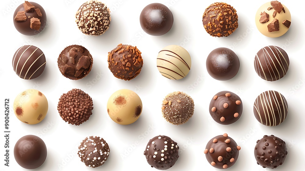 Assortment of Gourmet Chocolate Truffles with Various Toppings - A Delicious Treat for Any Occasion Assortment of Gourmet Chocolate Truffles with Various Toppings - A Delicious Treat for Any Occasion