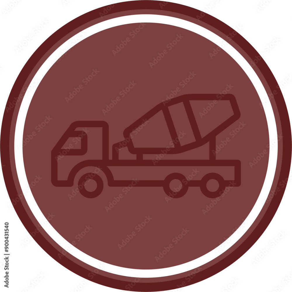 Cement Mixer Vector Line Double Circle Maroon Cement Mixer Vector Line Double Circle Maroon