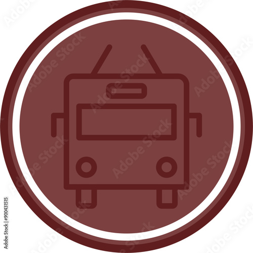 Trolleybus Vector Line Double Circle Maroon