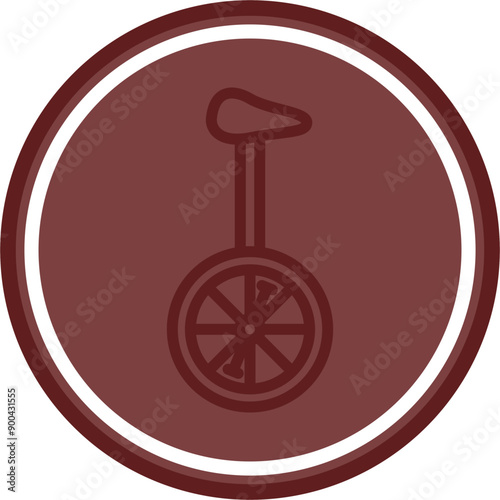 Unicycle Vector Line Double Circle Maroon