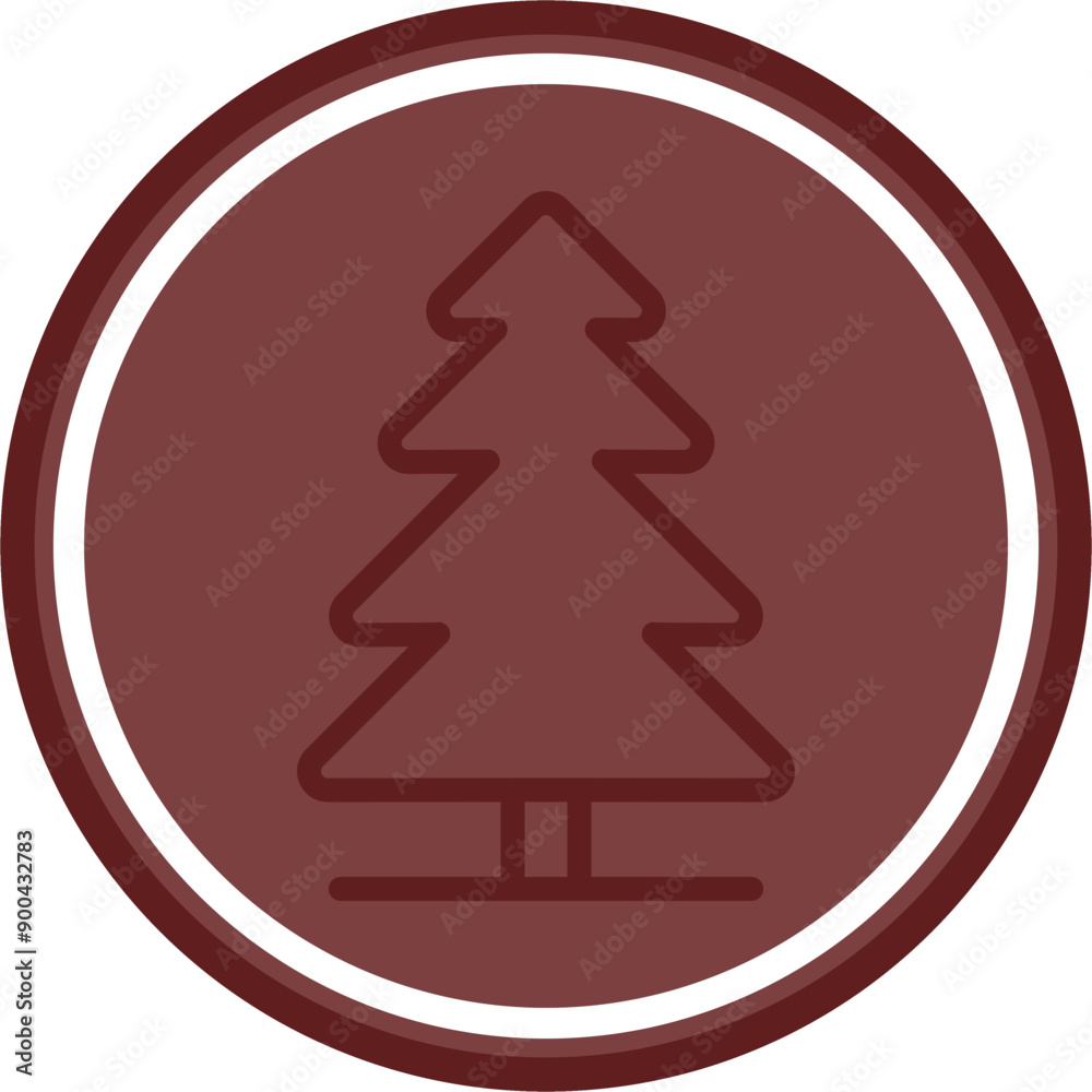 pine Vector Line Double Circle Maroon pine Vector Line Double Circle Maroon