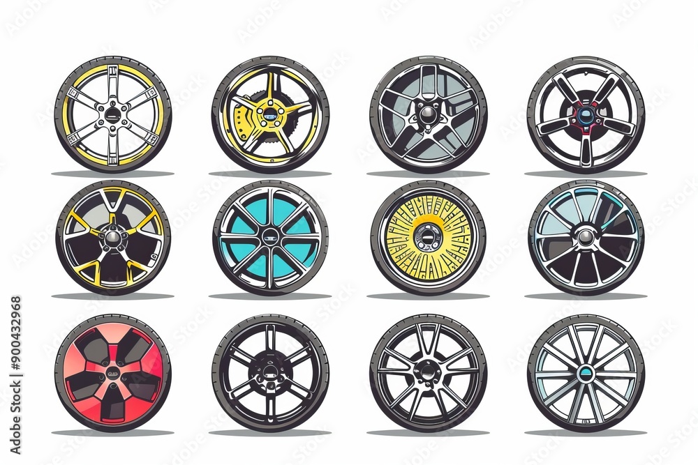 Car wheels icon, tire silhouettes, rim symbol, doodle sketched auto wheels sign, car tyre pictograms Car wheels icon, tire silhouettes, rim symbol, doodle sketched auto wheels sign, car tyre pictograms