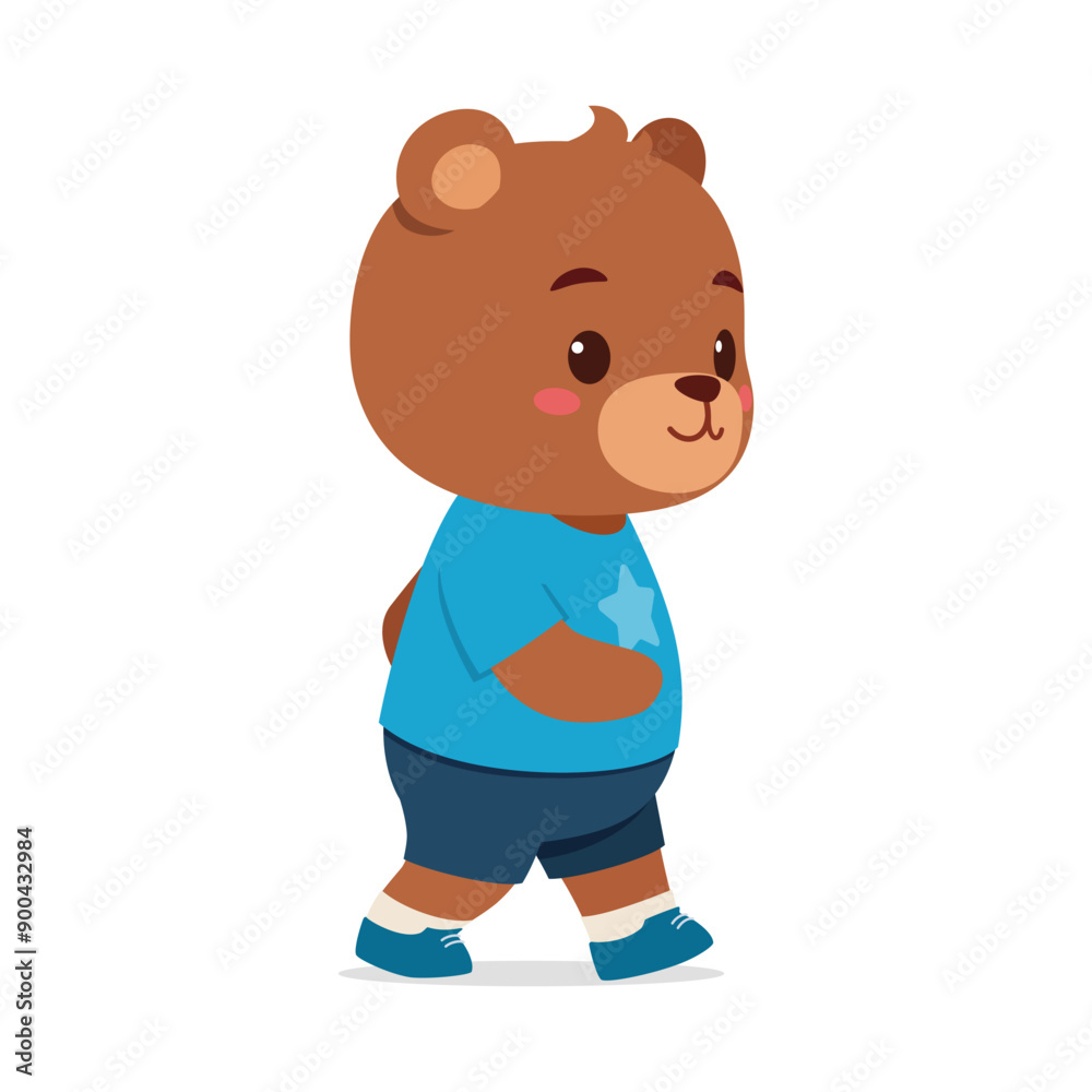 cute little bear walking and feeling happy cute little bear walking and feeling happy