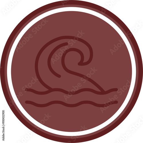 sea strom Vector Line Double Circle Maroon