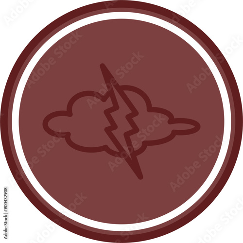lightening Vector Line Double Circle Maroon