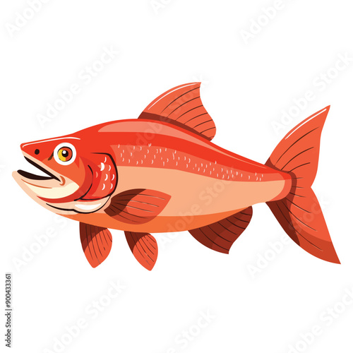 happy cartoon Salmon fish