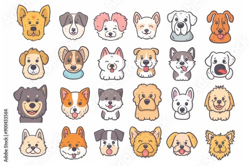 Dogs Doodle Set, Pet Animal Symbols, Hand Drawn Puppy Icons Silhouettes, Sketched Dog Character