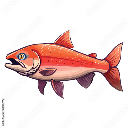 happy cartoon Salmon fish