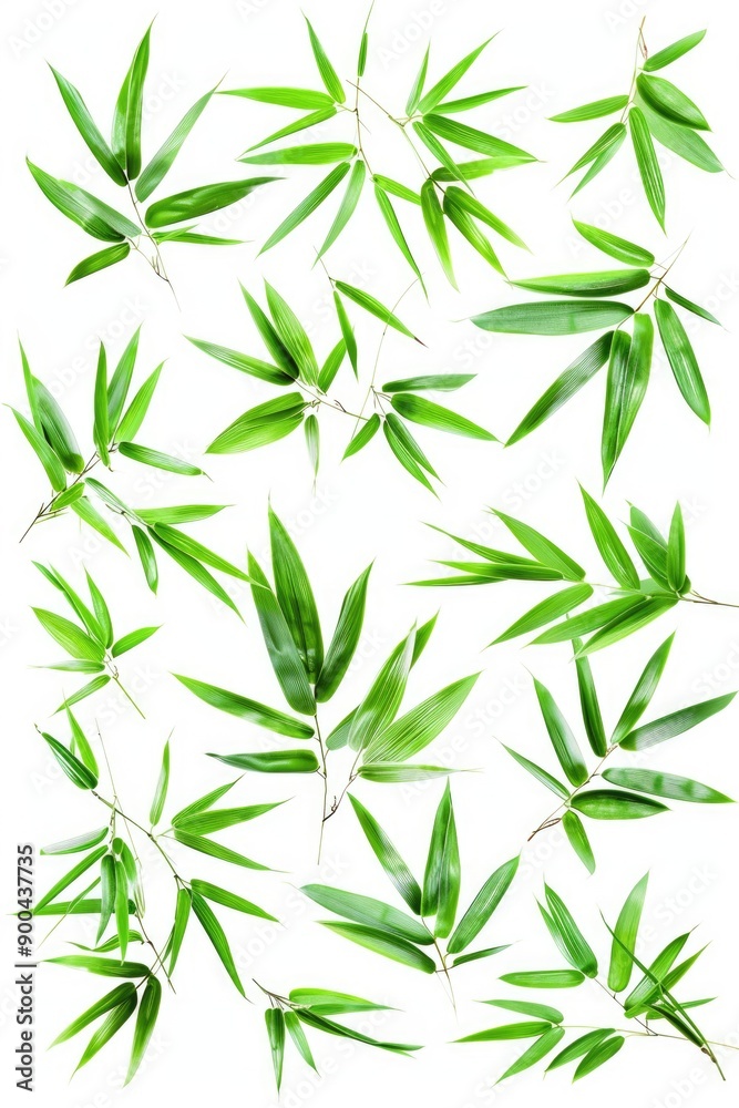Naklejka premium A bunch of fresh green leaves arranged on a clean white background