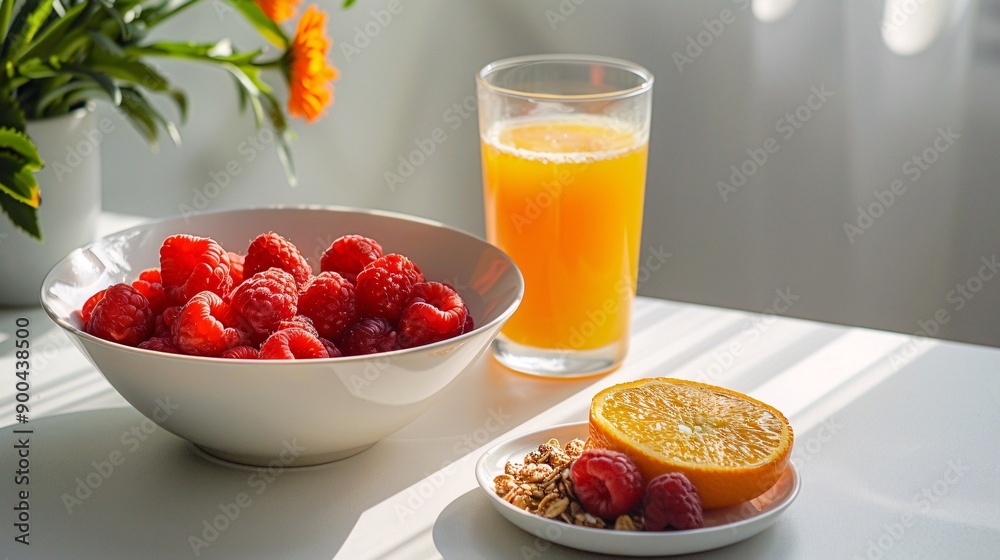 Nutritious Breakfast with Strawberries, Oranges, Blueberries, and Whole Grains