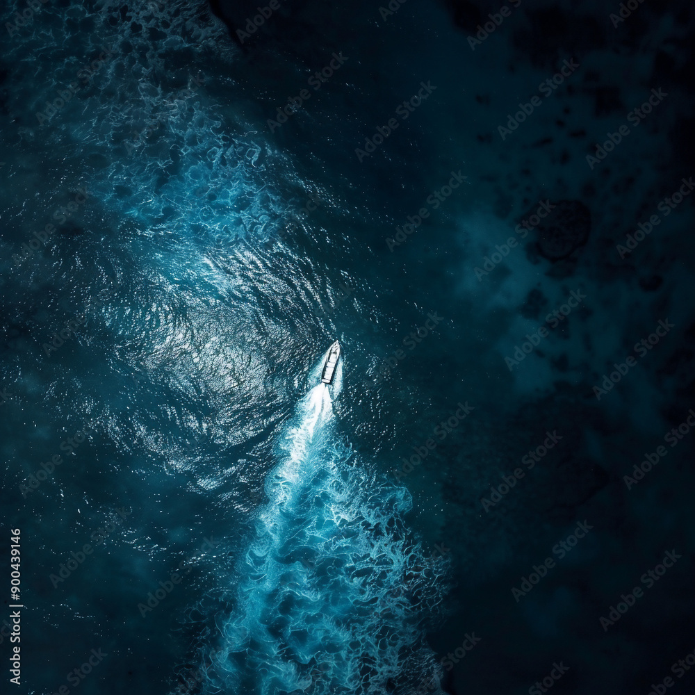 Naklejka premium midnight in sea during summer birds eye view 