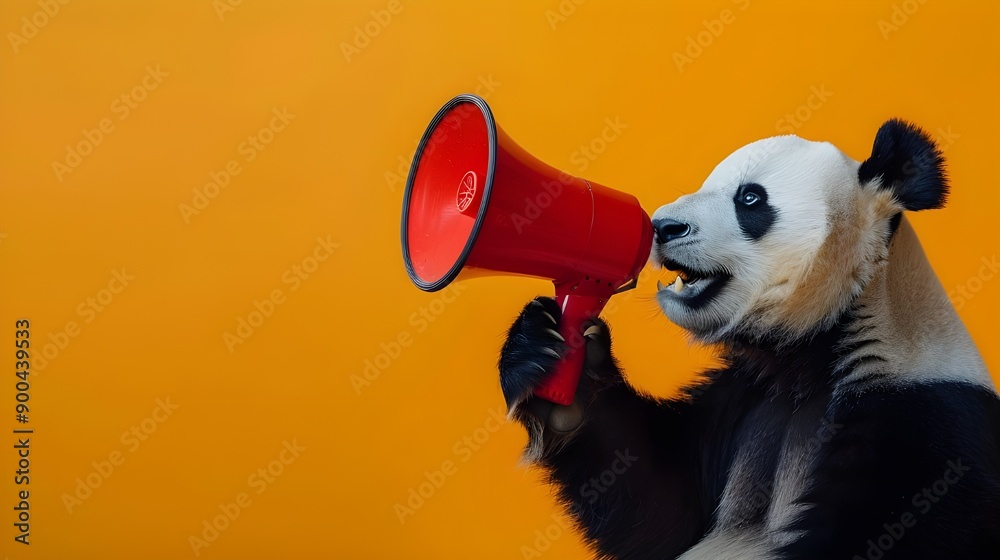 Fototapeta premium Panda with a Megaphone