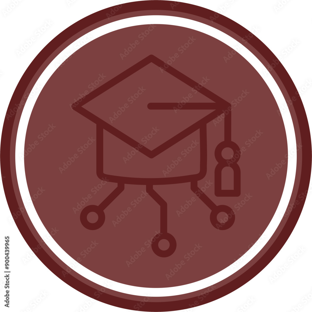 Digital Education Vector Line Double Circle Maroon Digital Education Vector Line Double Circle Maroon