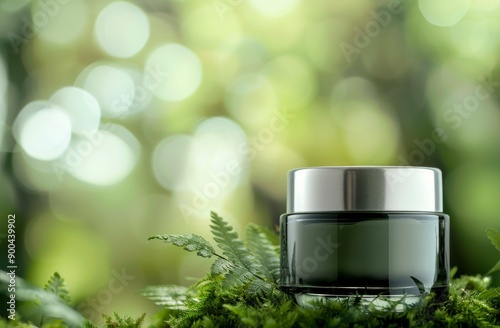 Cream Jar on Mossy Surface