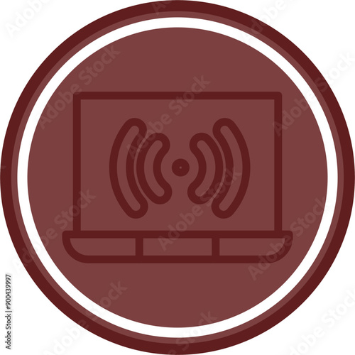 Webcast Vector Line Double Circle Maroon