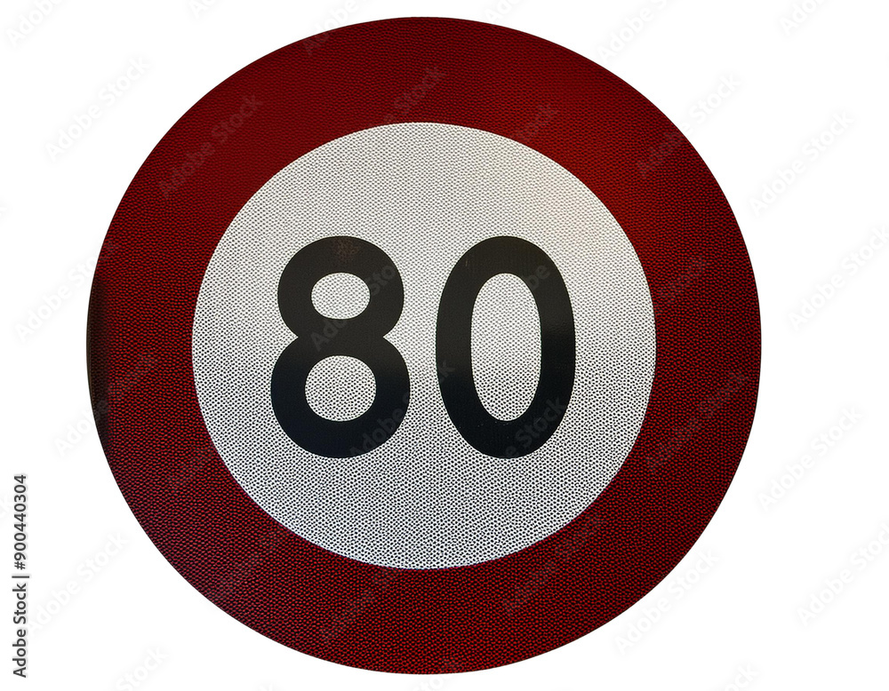 A high-quality image of an 80 km/h speed limit sign with a red border, often seen on roads, ensuring road safety and legal speed limits. A high-quality image of an 80 km/h speed limit sign with a red border, often seen on roads, ensuring road safety and legal speed limits.