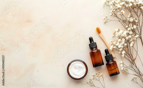 Skincare Products on a Beige Background