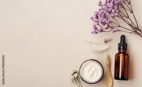Skincare Products on a Beige Background
