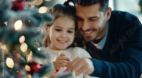 Girl Decorating Christmas Tree