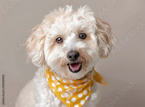 White Dog With Yellow Bandana