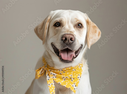White Dog With Yellow Bandana