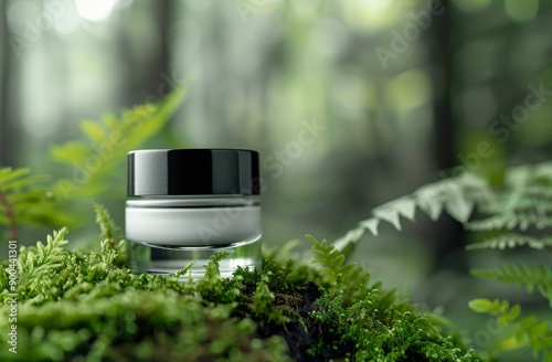 Cream Jar on Moss in Forest