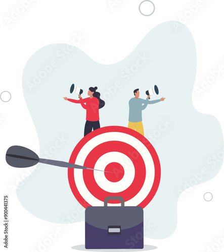 Effective communication for team success and achieve goal, meeting or discussion to speak the same goal, communicate important purpose concept,flat design.illustration with people.