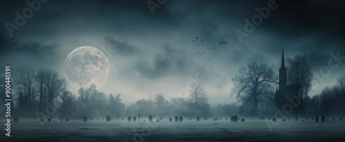 Spooky Church Under Moonlight