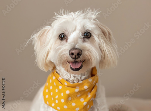 White Dog With Yellow Bandana