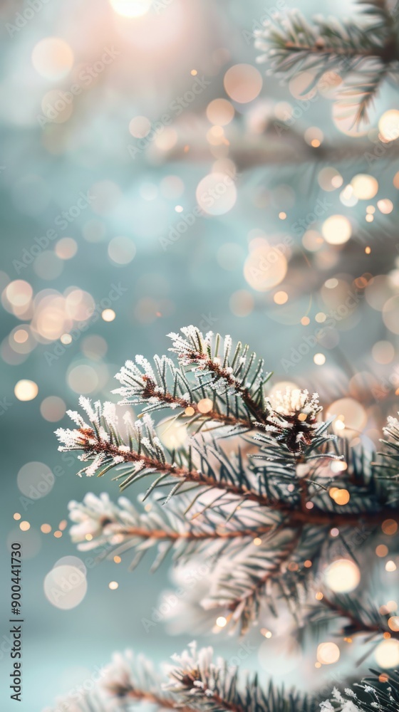 Frosted Branch With Bokeh Lights Frosted Branch With Bokeh Lights