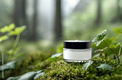 Cream Jar on Moss in Forest