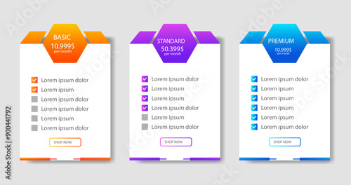 Business pricing plans table and pricing chart Price list for web or app.
 Ui UX pricing design tables with Tariff plans comparison,subscription features checklist
 and business plans. Product