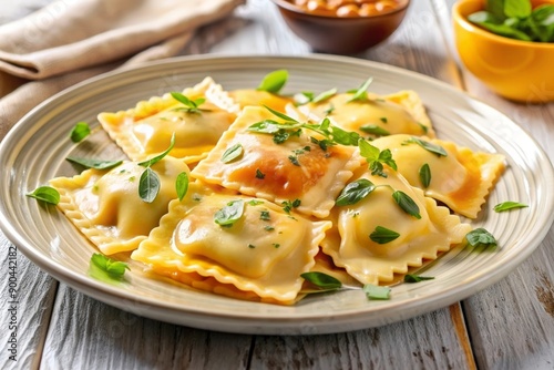 Tasty ravioli with cheese and