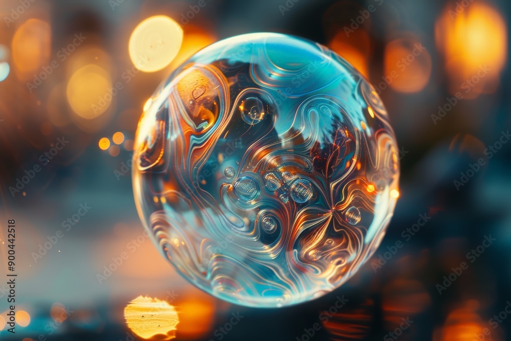 single soap bubble, capturing its iridescent surface and the intricate patterns of light and color reflecting within single soap bubble, capturing its iridescent surface and the intricate patterns of light and color reflecting within