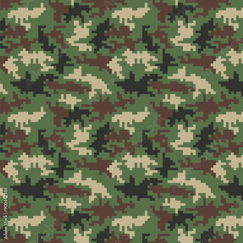 digital pixel camo military hunting pattern for fabric print and textile. seamless camouflage for garments, uniform, clothing, backgrounds and wallpapers.