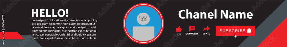 Tube Channel Cover. Header Banner. Social Media Channel Platform Banner with Transparent Background. Vector illustration Tube Channel Cover. Header Banner. Social Media Channel Platform Banner with Transparent Background. Vector illustration