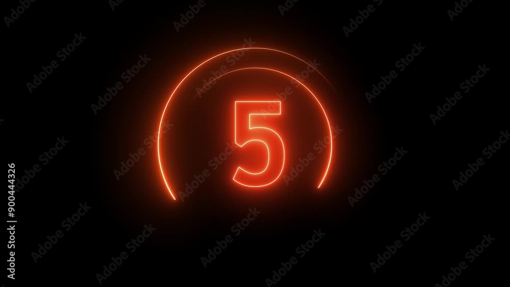 Neon light countdown timer 10 second from 10 to 0 . Neon light countdown timer 10 second from 10 to 0 .