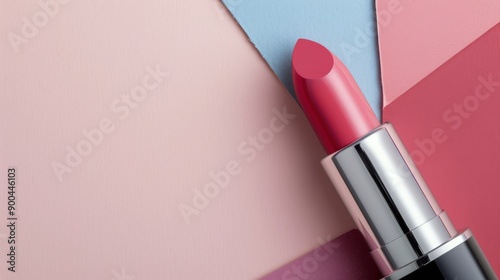 Pink Lipstick on Geometric Background